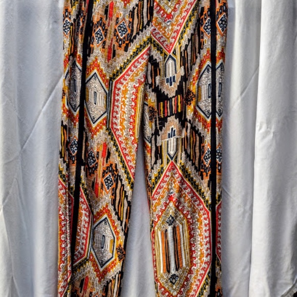 Multicolored Woven Orange Tones Printed Women's Pants by Trina Turk Size 6 - Picture 5 of 8